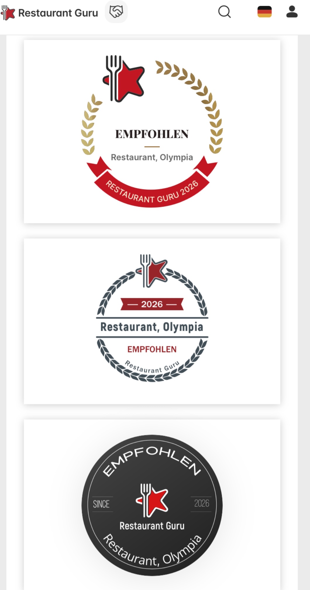 Restaurant Guru Empfohlen 2026 Badges